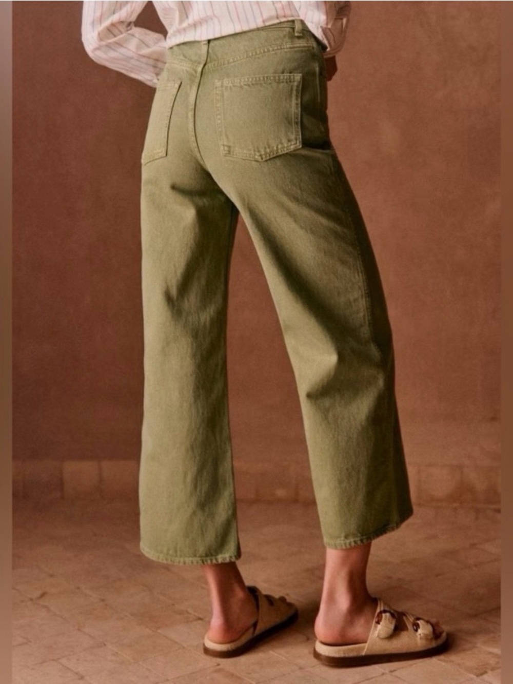 Sezane Olive Green Wide Leg Jeans - Picture 4 of 9